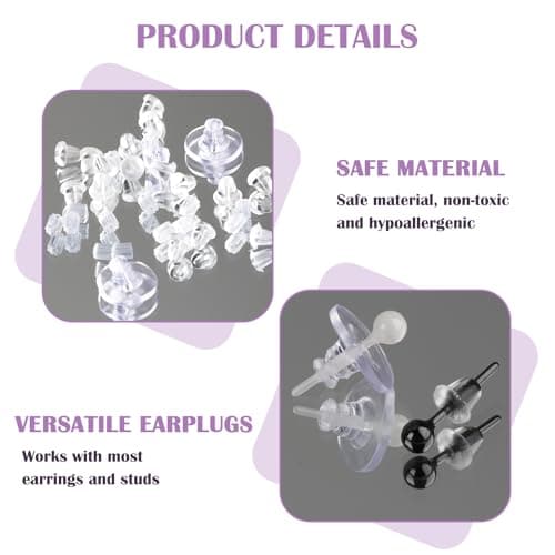 600Pcs Silicone Earring Backs, 6 Styles Soft Clear Earring Backs for Studs Hooks Heavy Earrings Hypoallergenic Secure Fit Rubber for Droopy Ears and Daily Use — view 3