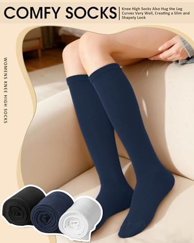 4 Pairs Ladies Knee High Socks Womens 4-7 Autumn Long Cotton Welly Gifts — view 5