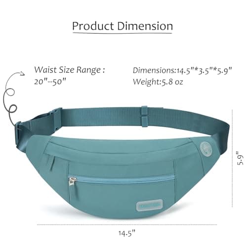 MAXTOP Large Bumbag Waist Fanny Pack Running Belt for Men Women Unisex Bum Bag with Headphone Jack and 4-Zipper Pockets Adjustable Belt for Travel Running Jogging Workout Hiking Gifts Dark Green — view 5