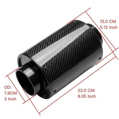 3" (76mm) Universal Cold Air Intake Kit Carbon Fiber Style Air Filter Box with Flexible Hose & Mounting Brackets for Performance Cars — view 3