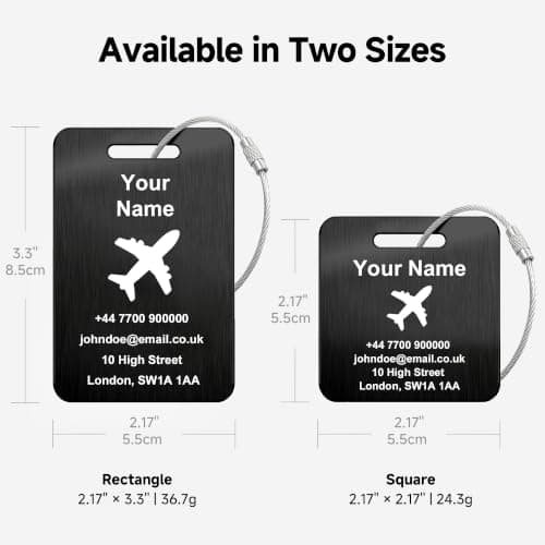 Personalised Stainless Steel Luggage Tag Laser Engraved Metal ID Label — view 5