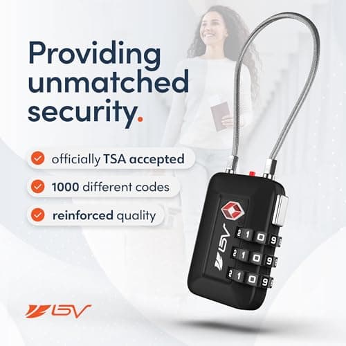 BV TSA Accepted Luggage Travel Lock, Set-Your-Own Combination Lock for School Gym Locker, Luggage Suitcase Baggage Locks, Filing Cabinets, Toolbox, Case (Black, 2 Pack) — view 4