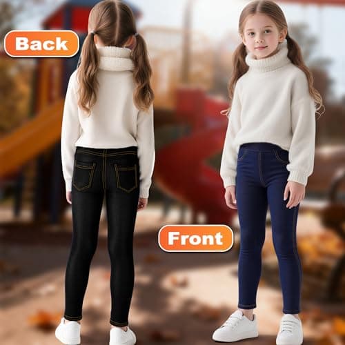 Baogaier Girls Leggings Lined Thermal Jeans-Look, Pack of 2, 4-5 Years — view 3