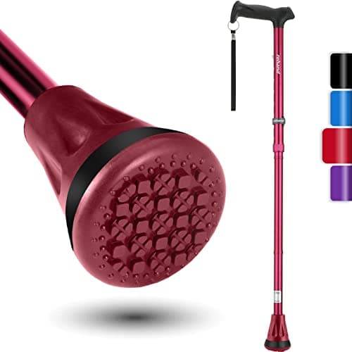 Rehand All Terrain Folding Walking Stick, Walking Sticks for Women & Men, Pivot Tip and Heavy Duty Mobility Aid, Adjustable Walking Stick for Elderly & Ladies (fascia pink)