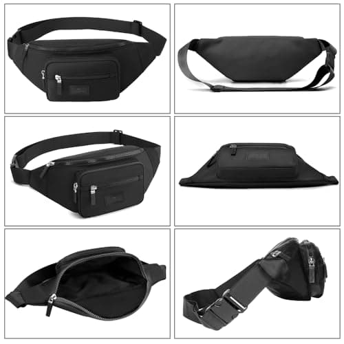 Bumbags for Ladies Bum Bag Fanny Pack Men Women Waist Pack Lightweight Adjustable for Running Walking Hiking Jogging (Black) — view 3