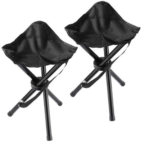 KKONHII 2PCS Portable Folding Camping Stool,Travel Outdoor Tripod Seat,Black Folding Camping Chairs for Camping Party Picnic Beach Garden Lawn Walking Hiking
