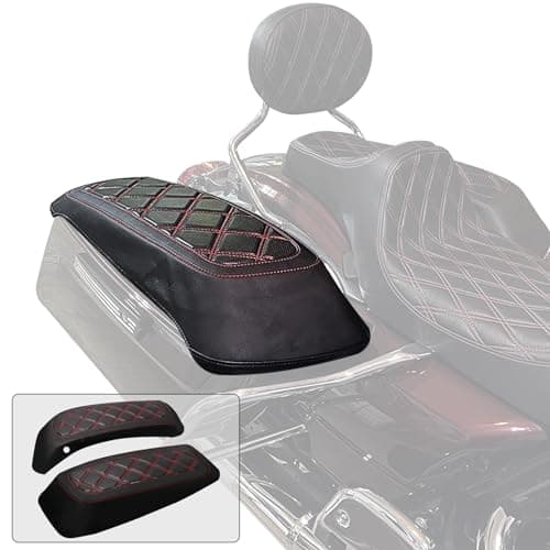 ONETK WOWTK Hard Saddlebag Lid Bra/Covers for Harley Davidson 2014-2023 Touring Road Glide FLTRX Electra Glide FLHT Road King FLHR Street Glide FLHX and Tri Glide Models,w/Red Stitching — view 3