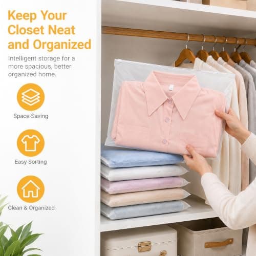 50 Pcs Ziplock Bags for Clothes, 40 x 30 cm Large Frosted Ziplock Bags — view 6