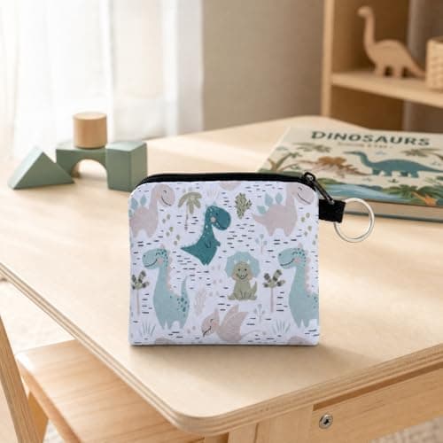 SOLVIO Cute Dinosaur Coin Purse for Boys Girls, Mini Coin Pouch Small Zip Wallet for Kids Toddler, Portable Change Bag Key Ring Wallet for Women Men — view 3