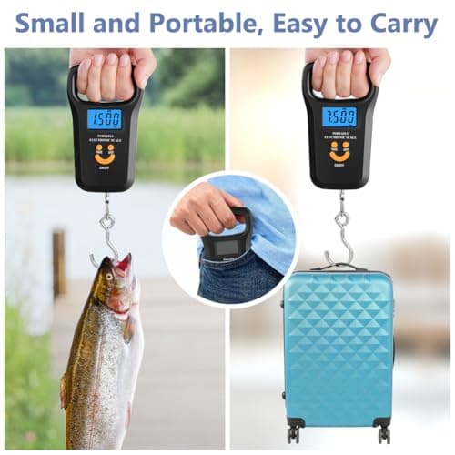 OSDUE Digital Suitcase Scale, 110lb/50kg Luggage Scale, Portable Suitcase Weighing Scales with Extra Wide Handle, Backlit LCD Display,4 Unit Conversions, 2 AAA Batteries & USB-C Charging Cable — view 6
