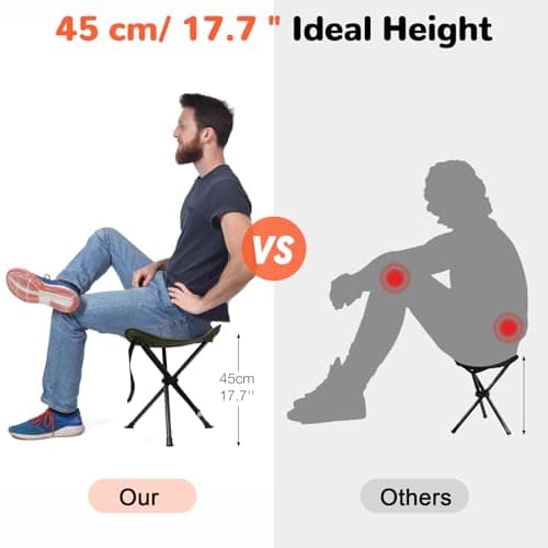 Outplea 45CM (H) Portable Folding Tripod Camping Stool Outdoor, Compact Lightweight 3 Leg Fishing Seat, Green — view 3