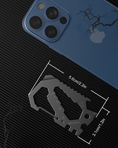 12-in- Credit Card Multitool with Carabiner Keychain Clip Finder Case Backpack Clasp -Lost Quick Release Spoke Wrenches Hex Wrench and Screwdriver — view 4