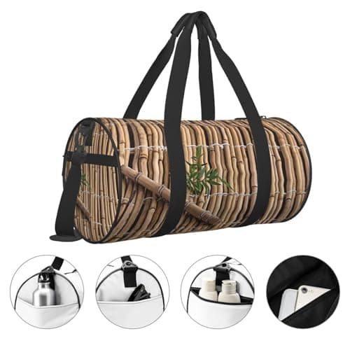 Large Bamboo Raft Travel Duffel Bag Sports Gym Bag, Lightweight Overnight Weekender Bag With Shoes Compartment Yoga Gym Sports Bag For Men Women — view 3