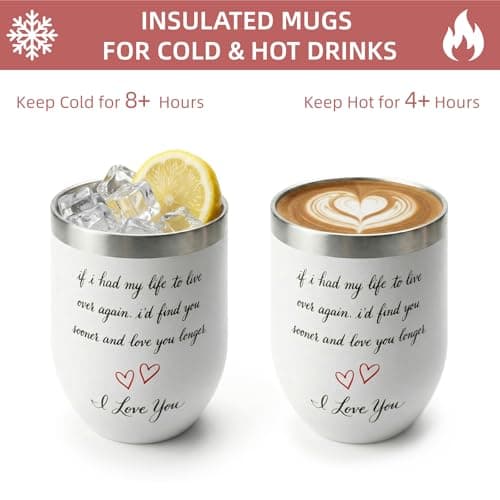 Coolparty Valentines Day Gift for Her Him, 350ml Insulated Tumbler I Love You Anniversary Birthday Wedding Romantic Present for Boyfriend Girlfriend Wife Husband Couples — view 2