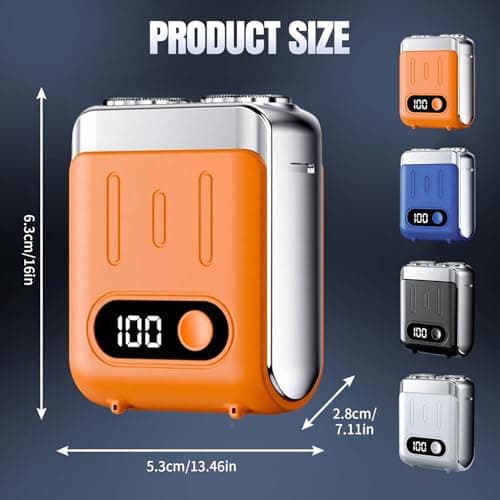 Mini Electric Razor for Men, 2025 New Portable Razors for Men IPX7 Waterproof, Type-C Fast Shavers Cordless Rechargeable, Beard Trimmer, Magnetic Double Head Shavers for Home or Travel (Orange) — view 2