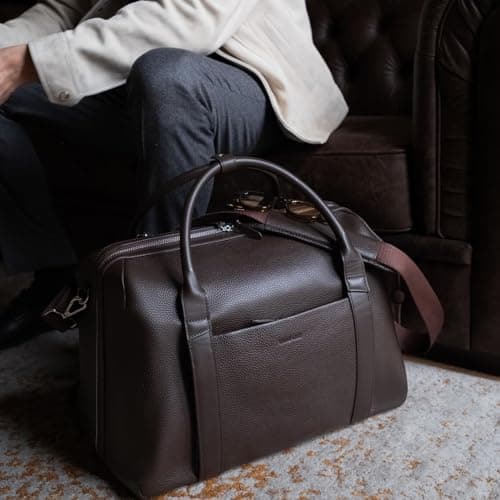 Wool & Oak Duffle Suitcase - Carry-On Size, Brown Leather, 33 L (Chocolate - Leather), Leather — view 4