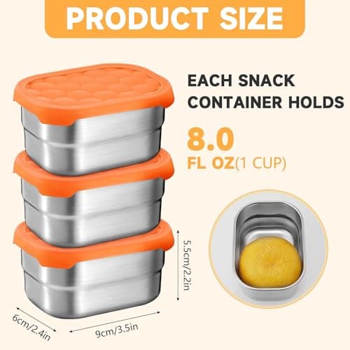 6Pcs 304 Stainless Steel Snack Box with Lids, 230ml Food Storage Containers — view 2
