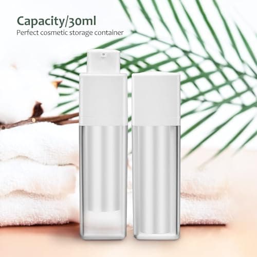 SECFOU Lotion Containers Moisturiser Pump Dispenser Frosted Plastic 30ml Lightweight Airless Pump Bottles Refillable 2 Pack Travel Size Portable for Home and Business Trips — view 3