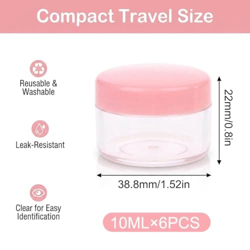 6 Pcs 10g Cosmetic Jars, Travel Pots Refillable Clear Plastic Jars with Screw Lids, Small Containers with Lids for Cream, Lotion, Balm, Makeup & Skincare Storage — view 2