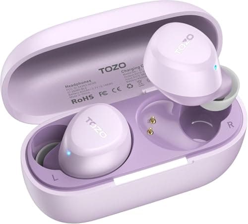TOZO A1 Wireless Earbuds, Bluetooth 5.3 Earphones, Support APP EQ Setting, 32H Long Playtime, Ear Buds with HiFi Stereo Sound, Light-Weight Wireless Earphones, IPX5 Waterproof(Purple)