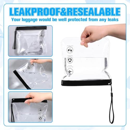 6 Pack Clear TSA Toiletry Bag 20x20cm Travel Essentials - 3 Grey & 3 Black — view 4
