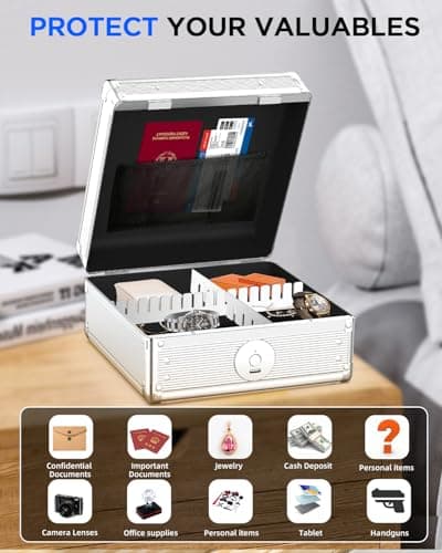 AICase Biometric Fingerprint Storage Box, Portable Cash Jewelry Security Case Lock Box Safe,Combination Lock for Car, Home,Office Travel — view 5