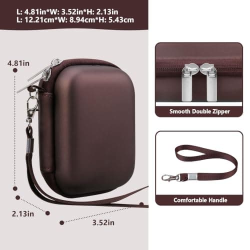 Supmay Digital Camera Case Compatible with Kodak PIXPRO FZ45 FZ55 FZ53 FZ43 Digital Camera, Vlogging Camera Storage Holder Travel Bag with Mesh Pocket for Battery, USB Cable, SD Card, Brown — view 3