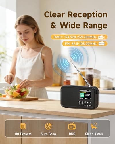 Roxicosly DAB Radio Portable with Bluetooth, 3000mAh Rechargeable Battery — view 2