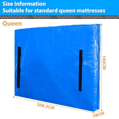 Mattress Bags for Moving and Storage Size (208x160x38cm),Extra Thick Mattress Cover for Moving with 8 Strong Handles & Zipper,Reusable Waterproof Professional Grade Mattress Storage Bag — view 2