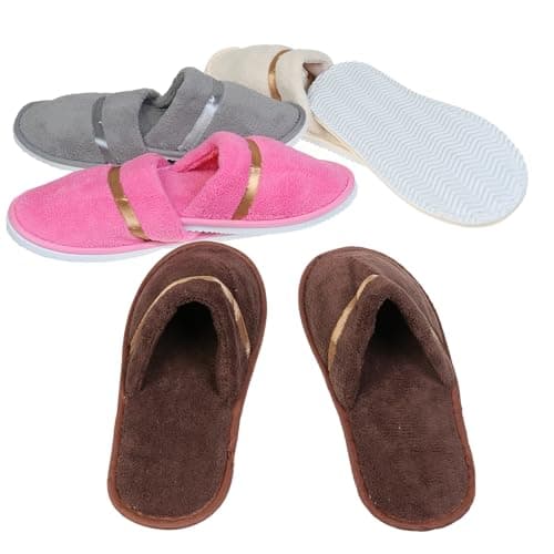 JK Home 4 Pairs Coral Fleece Closed Toe Disposable Non-Slip Washable — view 5