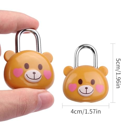 YAODHAOD Cute Little Bear Lock with Keys, Mini Padlock for Gym Lockers, Diaries, Jewelry Boxes, Suitcases & Backpacks Luggage Locks(2PCS) (Brown) — view 6