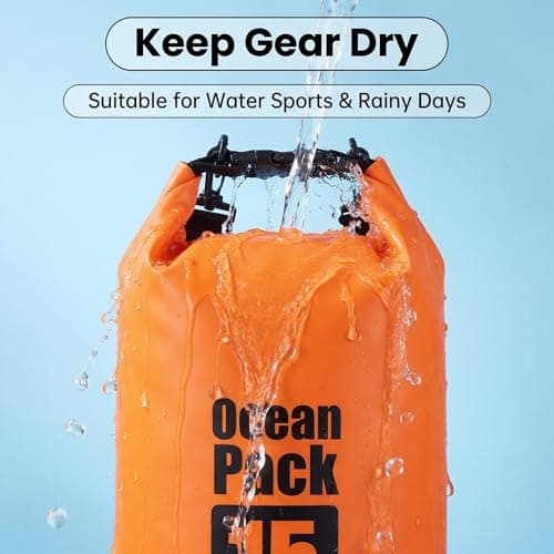 RONGZUBAT 5L Waterproof Dry Bag with Adjustable Shoulder Strap, Roll Top Dry Sack, Lightweight Waterproof Bag for Kayaking, Paddle Boarding, Boating, Beach, Swimming, Camping and Travel - Orange — view 4