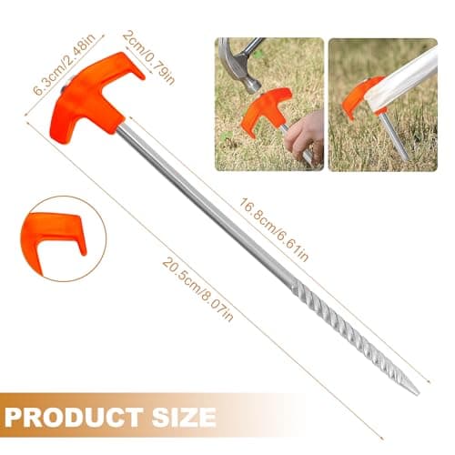 10 Pack Metal Tent Pegs - Heavy Duty Camping Pegs for Hard Ground, Awnings & Rock — view 2