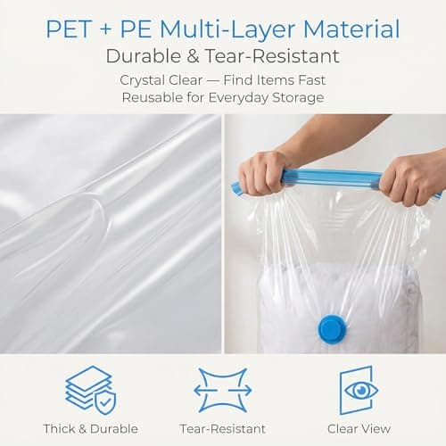 Barpre 6-Pack Jumbo Vacuum Storage Bags | Space Saving Vacuum Pack Bags for Clothes & Bedding | 80% More Storage | 100cm x 70cm (39” x 28”) — view 3