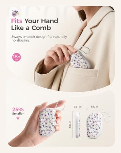 OCOOPA Rechargeable Hand Warmers 2 Pack, 0.6'' Ultra Slim, Fits in Gloves & Pockets, UL Certified, 3 Levels Heating Electric USB Hand Warmer, Gifts for Women Men Her Mum, UT5 Sway — view 3