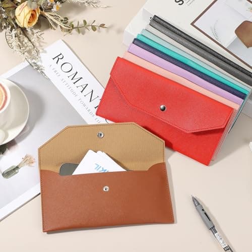 PATIKIL Cash Envelope Wallet, Budget Cash Holder Reusable Money Bag Pouch Leather Money Organizer Pouch for Men Women Receipt Check Bill Travel Graduation Holidays, Purple — view 4