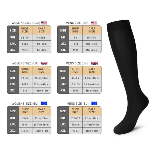 Pnosnesy Compression Socks, (2/4/6/7 Pairs) for Men & Women 15-20 mmHg is Best for Athletics, Running, Flight Travel, Support — view 4