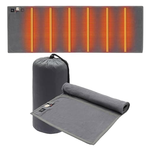 USB Heated Sleeping Bag Liner, Foldable Electric Warming Pad with 6 Heat Zones & 3 Temperature Settings for Camping, Hiking, Winter Outdoor Use