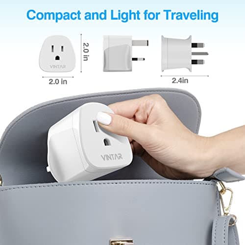 VINTAR 2 Pack US to UK Plug Adapter With 10A Fuse(Type A, B) — view 3