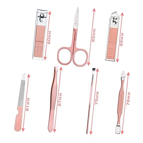aRKé Manicure Set Nail Clippers Cutter Tweezers Eyebrow Scissors Professional Rose Gold Stainless Steel Manicure and Pedicure Tools Travel Size Nail Grooming Kit with Case for Women — view 5