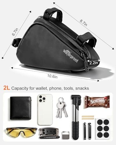 NDakter Bike Frame Bag, 2L Waterproof Bicycle Triangle Bag, Reflective Cycling Pouch for Phone, Wallet, Keys, Tools, Bikes Front Tube Bag for Mountain Road Bike, MTB (Bike Frame Bag) — view 3