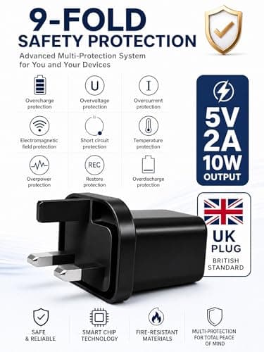 YIMINGOUFEI 5V 2A 10W UK Charger, USB-A Port, 100-240V, Black — view 4