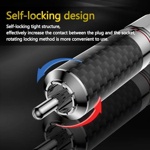 Tertullus 4 Pcs Hifi Rca Plug Carbon Fiber rhodium plated Rca Jack Cable Connector Adapter Audiophile Locking RCA Connector solderless — view 3