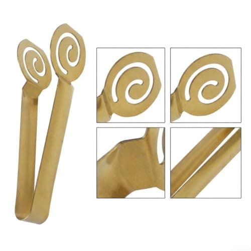 Spring Assisted Stainless Steel Tong for Tea Bag Compression and Gentle Handling of Bread Grilled Meats and Vegetables (Gold) — view 3