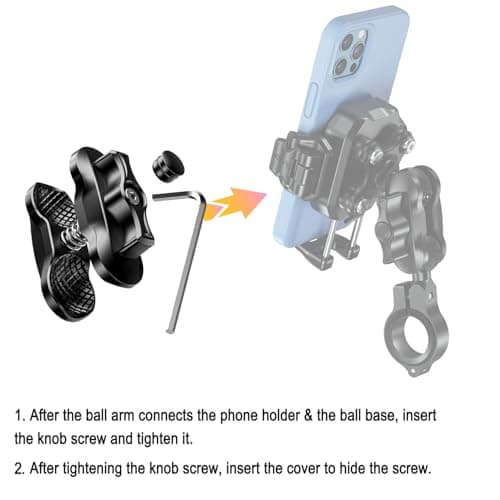 iMESTOU Double 1 in Long Anti-Theft Alarm for RAM Holders B-Size – Safety Ball Joint Adapter Made of Aircraft Aluminium with Tool-free Adjustment, Length 6.3 cm — view 4