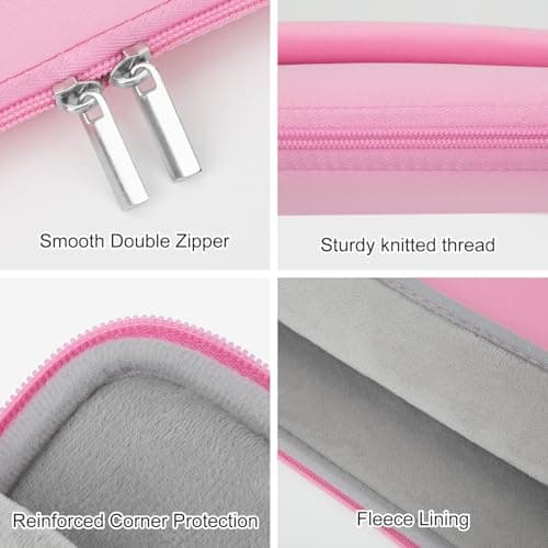 HEDUGO Laptop Sleeve Bag Compatible with 17 to 17.3 inches HP Lenovo Asus Acer Notebook with Zipper Accessory Pocket Padded Computer Pouch Cover Shockproof Protective for 17” Laptop, Pink — view 3