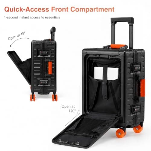 AIWEINY All Aluminium Suitcase Carry On Luggage Hard Shell Cabin — view 3