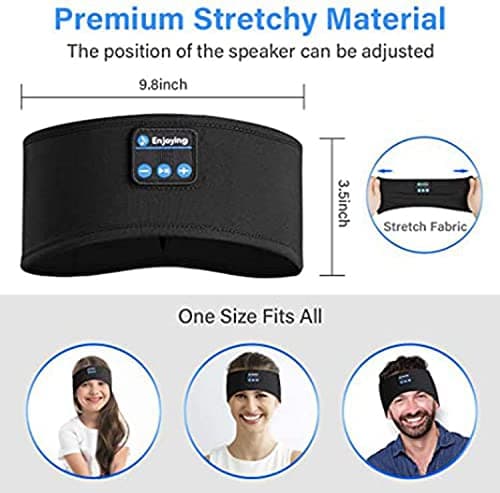 ePalZoneXP Sleeping Headphone, Overhead Headband, Eye Mask Headphones, 2026 Bluetooth 5.4 Wireless, Stereo Earphone, Music Headband for Side Sleepers Sports Headphone Outdoor UK (Black) — view 3