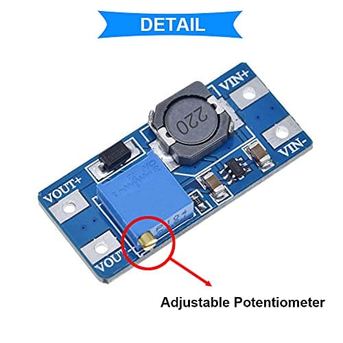 Youmile 5 Pcs DC-DC Step Up Boost Power Converter 2V-24V to 5V-28V 2A Adjustable Voltage Regulator Power Supply Module for Arduino With 24AWG Wire — view 4