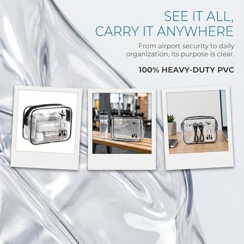 2 Pcs Clear Travel Toiletry Bags, TSA Approved Waterproof PVC Bag, 18×12×6cm Portable Cosmetic Wash Bag for Women & Men — view 6